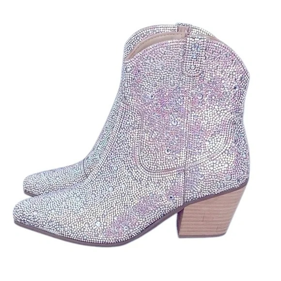 Women's New Sparkling Rhinestone Shayne Western style ankle boot WOMENS size 8.5 - Picture 3 of 13